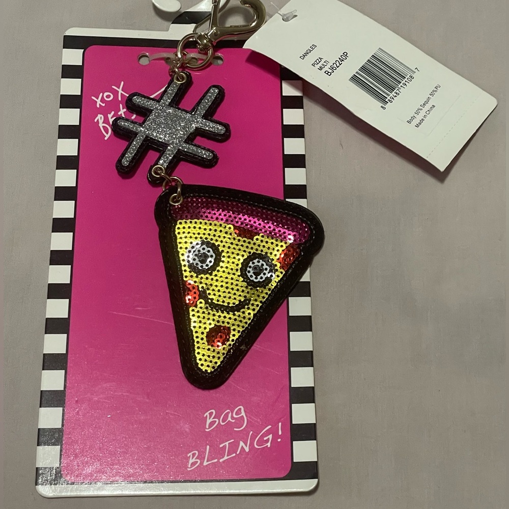 Sequined Pizza Keychain - Picture 3 of 3